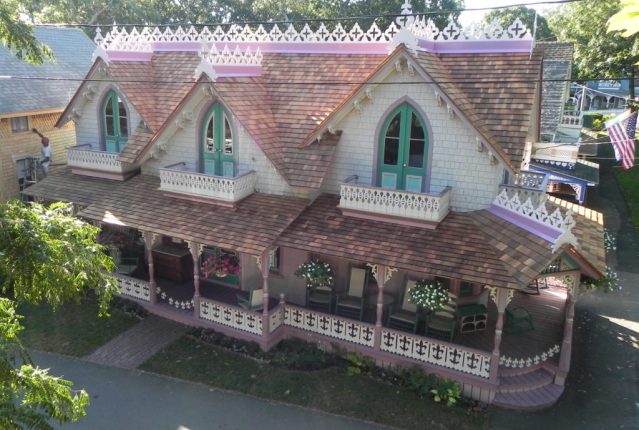 Rob tells us, "I used a stereoptic photo to recreate all the roof trim on the main house, three dormers and one lower porch roof. I made the gingerbread from 3/4 marine-grade mahogany plywood."